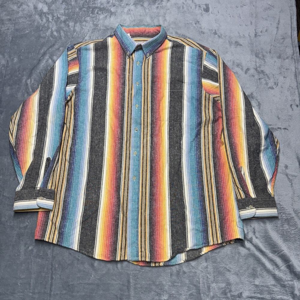 Vintage saddlebrook Striped weathered western button up L/S shirt men’s size XL